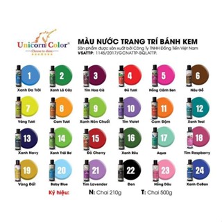  Màu Unicorn TP - 210 gram - 24 màu thực phẩm Unicon làm bánh,rau câu bánh kem 