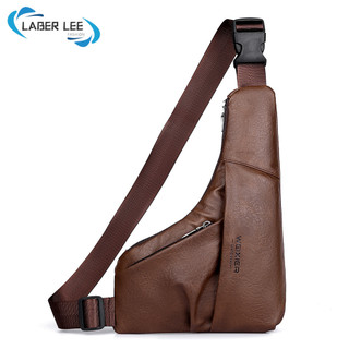  LABER LEE Túi đeo ngực nam Túi đeo chéo thời trang bằng da PU Túi đeo vai Daypack 