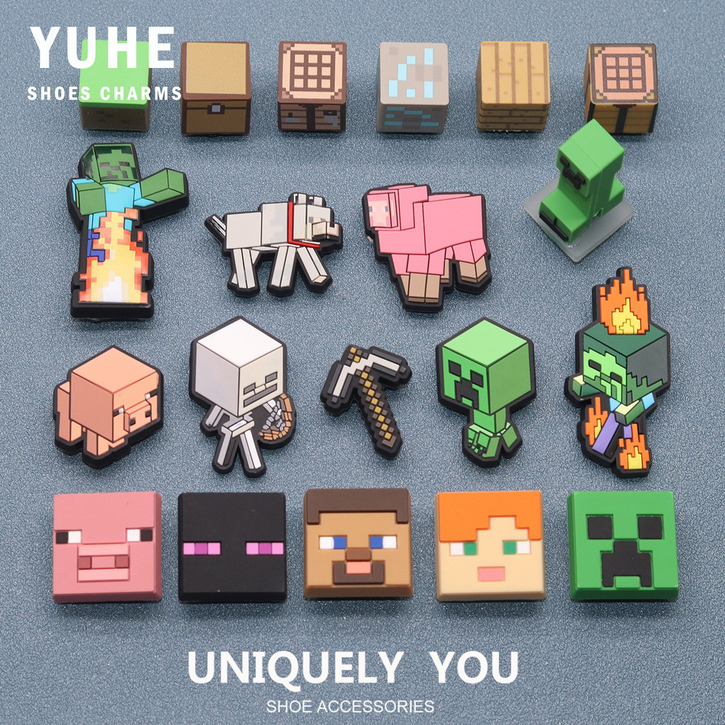 Phụ kiện giày hang động hoa giày, phụ kiện trang trí giày, Minecraft my world series khóa giày giày 