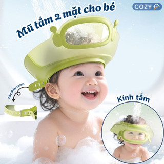  Mũ Gội Đầu Silicon Chắn Nước  Vào Tai và Mắt Cho Bé Nón Tắm Điều Chỉnh 0-15 Tuổi Đeo Được 2 Mặt 