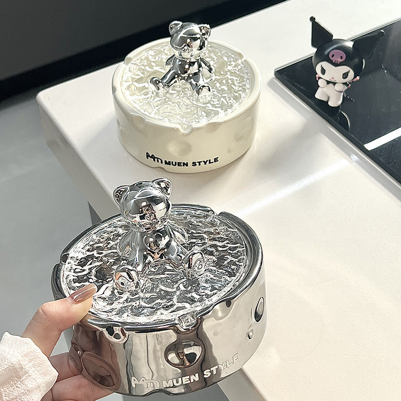 Nhẹ Sang Trọng Gốm Gạt Tàn Giá Trị Cao Phòng Khách Bàn Cà Phê Trang Trí Phô Mai Gạt Tàn Có Nắp Mạ Đi