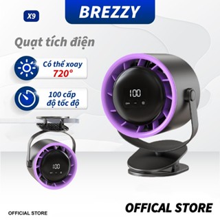 Brezzy-X9 Quạt Tích Điện Để Kẹp Bàn Mini Usb Kẹp Xe Đẩy Cho Bé điều Hoà Làm Mát Có Thể Xoay 720°