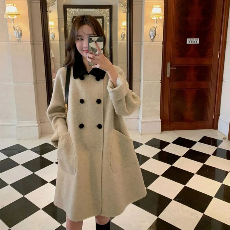 Áo Khoác Dạ Mùa Xuân Thu Nữ Áo Khoác Dạ Mùa Đông Mẫu Mới Nữ Áo Bà Bầu Mùa Thu Mẫu Dài Vừa Một Bộ Mặc