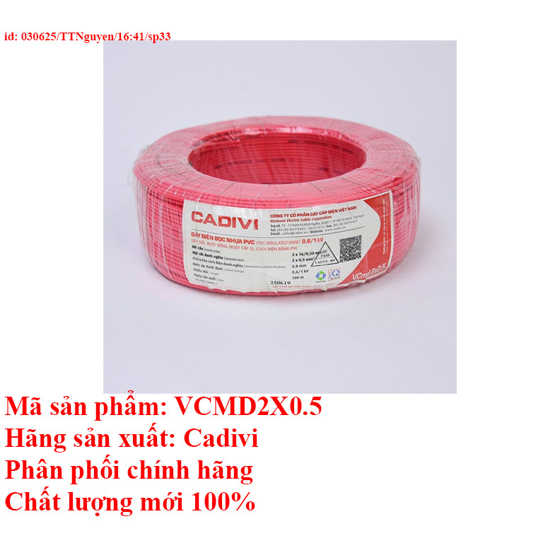 Dây cáp điện VCmd-2x0.5(2x16/0.2)-0.6/1kv