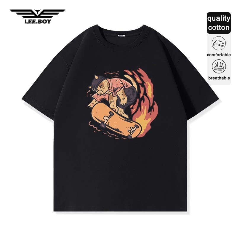 Áo thun phông thoải mái khi mặc dáng rộng Áo phông nam xu hướng Phong cách Hip-Hop ngắn tay giao hàn
