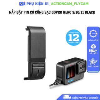 Nắp đậy pin GoPro Hero 13 12 11 10 9 Black có cổng sạc rời và miếng cao su chống bụi 