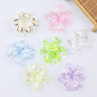 10 Chiếc Trong Suốt AB Phoenix Hoa iris Hoa acrylic Lỗ Giữa Cánh Hoa Lớn DIY Phụ Kiện Tóc Chất Liệu