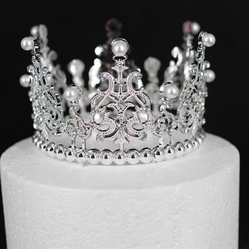 Birthday Cake Crown Prop Sweet Fairy High-end Rhinestone Beads Crown Cake Decoration Princess