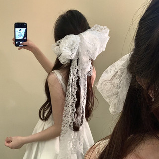 Siêu Cổ Tích Ren Nơ Ruy Băng Dài Kẹp tóc Thanhh lịch Sang trọng