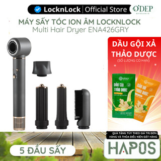  Máy sấy tóc ION âm tạo kiểu LocknLock Chính hãng 5 loại đầu sấy giảm xơ rối Multi Hair Dryer ENA426GRY- HAPOS BEAUTY 