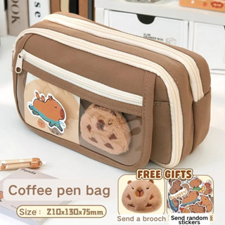 Túi Đựng Bút Trong Suốt DIBEE Cỡ Lớn Vải Canvas Chống Thấm Nước Phong Cách Hàn Quốc Meme