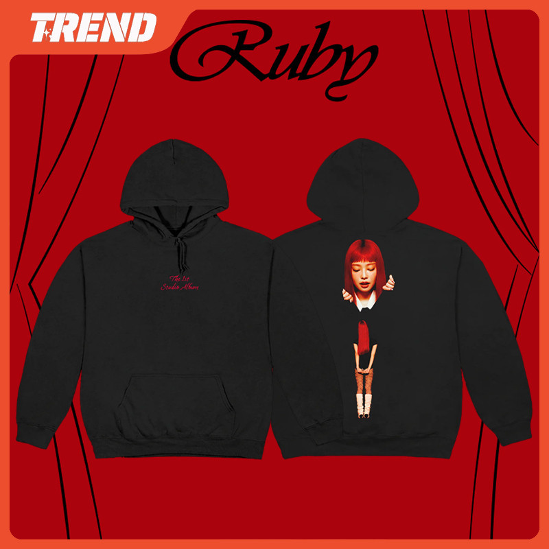 Kpop JENNIE Ruby Merch Cotton Áo Vintage Nam Nữ Hàn Quốc Áo Len In Hình Rộng Plus Kích Thước Thời Tr