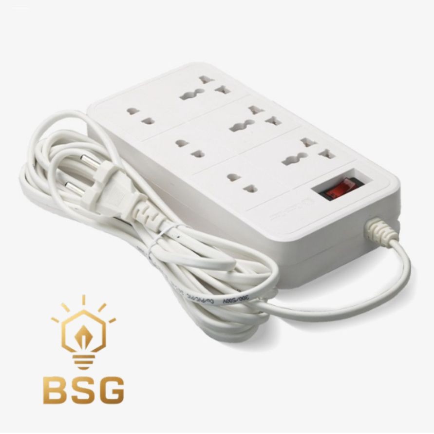 Ổ cắm kéo dài nhiều ổ dây điện dài 5m Rạng Đông (Model: OC06 6C/5M/10A)