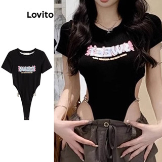  Áo liền quần Lovito màu trơn phong cách thường ngày cho nữ LNA67273 