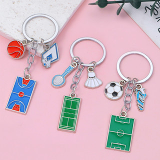  Sáng Tạo Vợt Cầu Lông Móc Khóa Bóng Rổ Bóng Đá Thể Thao Mặt Dây Chuyền Xe Móc Khóa DIY Phụ Kiện 