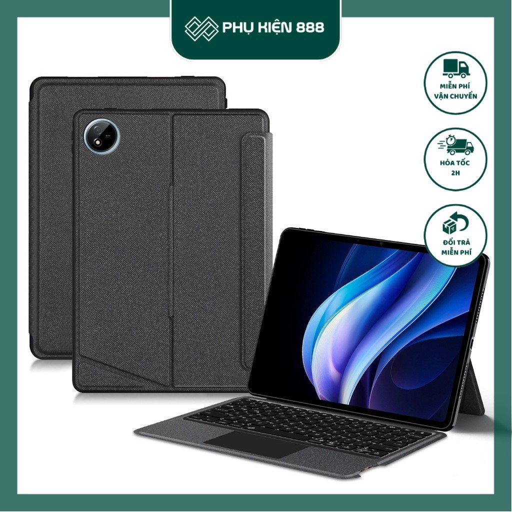 Bao da bàn phím Vivo Pad 5 Pro có Touchpad, giá đỡ, đèn LED, có thể tháo rời