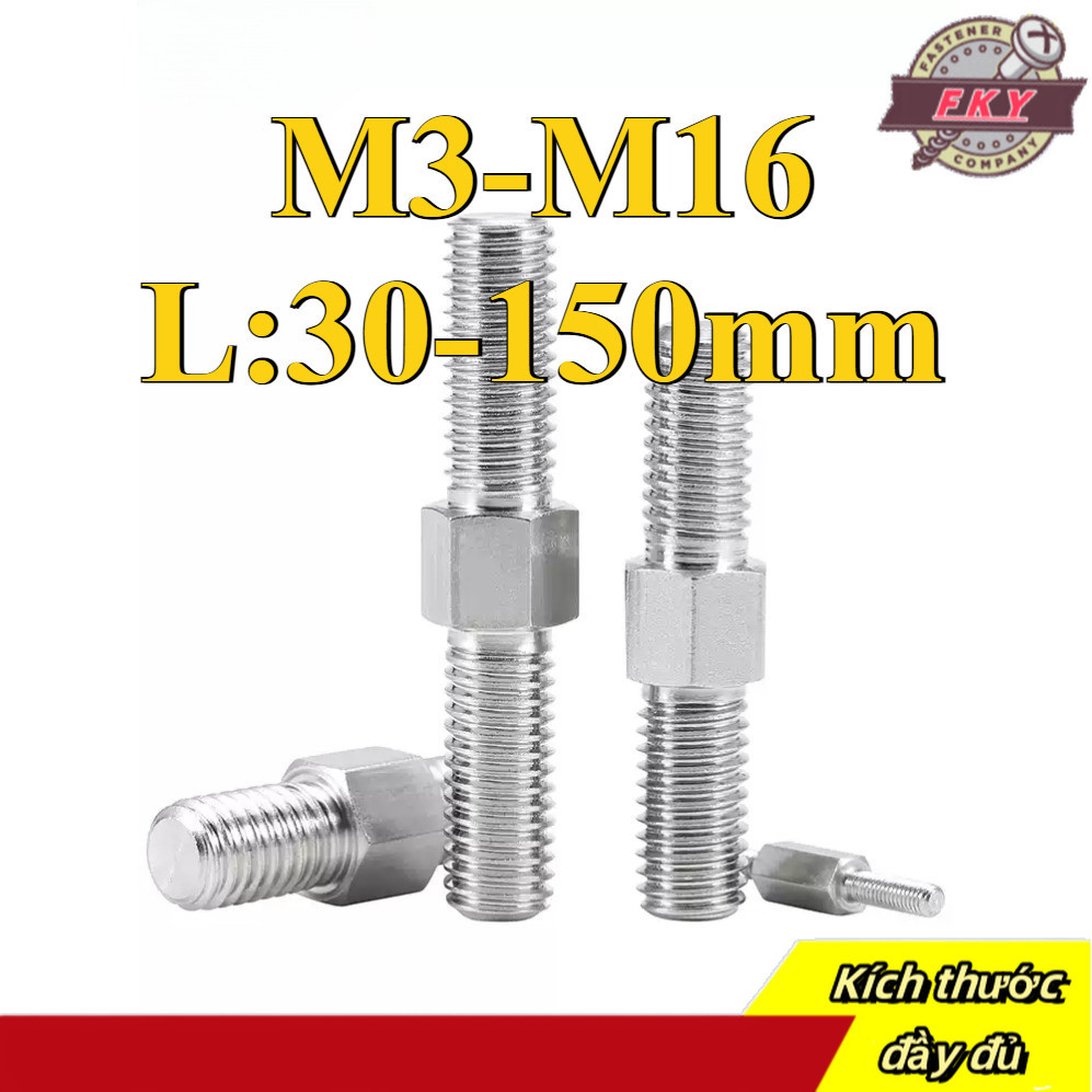 Bulong 2 đầu ren（Tích cực&Chống chủ đề）, Guzong Inox 304 M3-M16 (FKY-RM-VN-y)