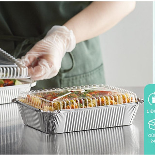  Sỉ 50 cái hộp giấy bạc vuông size 350ml 500ml 750ml 1200ml 2000ml đựng thực phẩm hàng cao cấp 