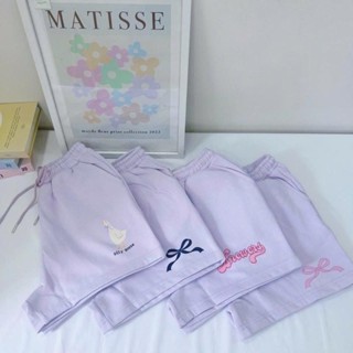 Quần short đùi nữ màu Tím nhiều hình in dễ thương chất nỉ cotton lót bông