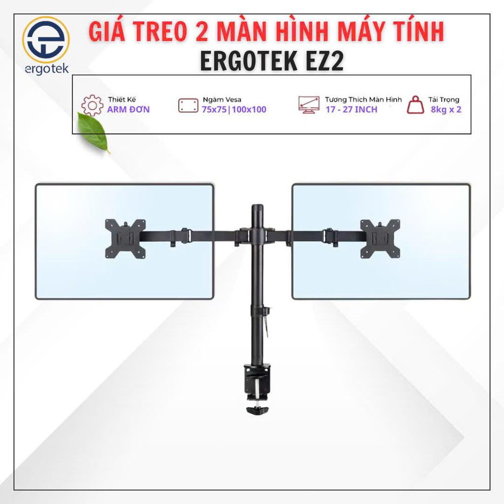 Giá Treo Hai Màn Hình Máy Tính ErgoTek EZ2 17 - 27 Inch - Chính Hãng ErgoTek