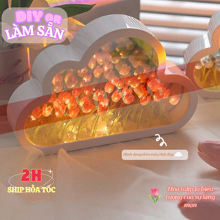 Đèn ngủ kết hợp gương biển hoa tulip Handmade S.DECOR Trang Trí Phòng Ngủ Quà tặng người yêu sinh nhật decor bàn học