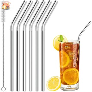 Ống hút uống có thể tái sử dụng với bộ bàn chải làm sạch Ống hút kim loại bằng thép không gỉ thân thiện với môi trường chất lượng cao
