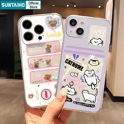 Suntaiho Dễ Thương Mèo Và Chó Họa Tiết Thú Cưng Ốp Điện Thoại TPU Trong Suốt Mềm Cao Cấp Chống Sốc Cho iPhone 11 12 13 14 15 16 Pro max IP 7 8 Plus Iphon X Xs XR Xs max