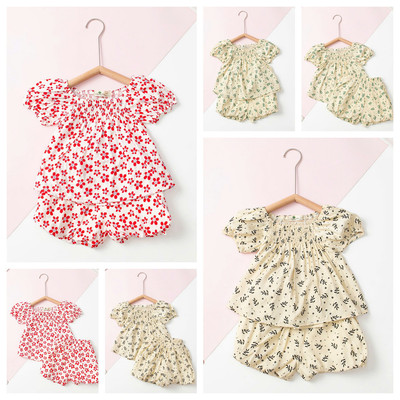 Bộ cotton trẻ em - bé gái G002 quần đùi LITIBABY từ 2 đến 10 tuổi vải đũi