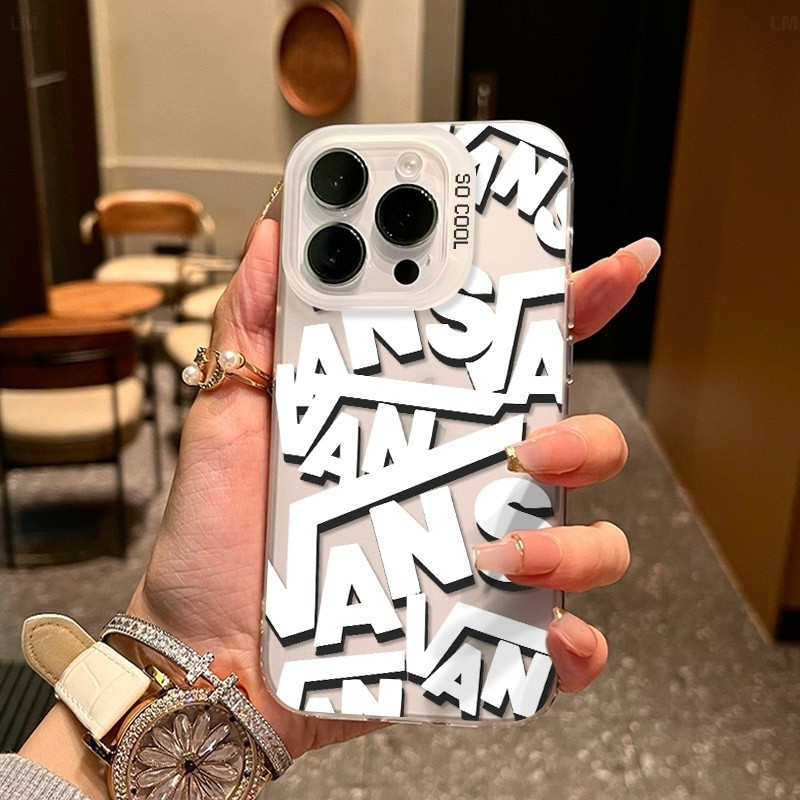 Ốp điện thoại chữ trắng tối giản tương thích với iPhone 16 Pro Max 11 14 Pro 15 Pro Max 7 Plus 16 Pr