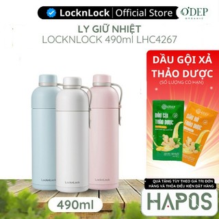  Bình giữ nhiệt LocknLock 490ml Chính hãng màu Pastel hiện đại có quai xách giữ nhiệt lâu LHC4267 - HAPOS BEAUTY 