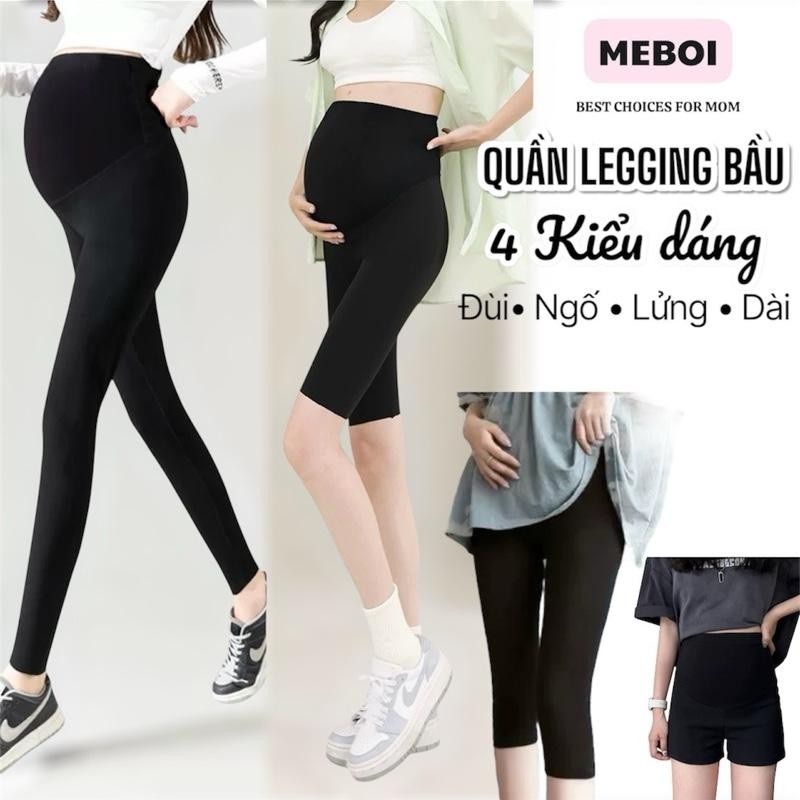 [COMBO 2 QUẦN BẦU LEGGING] 4 dáng Đùi - Ngố - Lỡ - Dài chất liệu Thun cotton zip siêu mềm mịn co giã