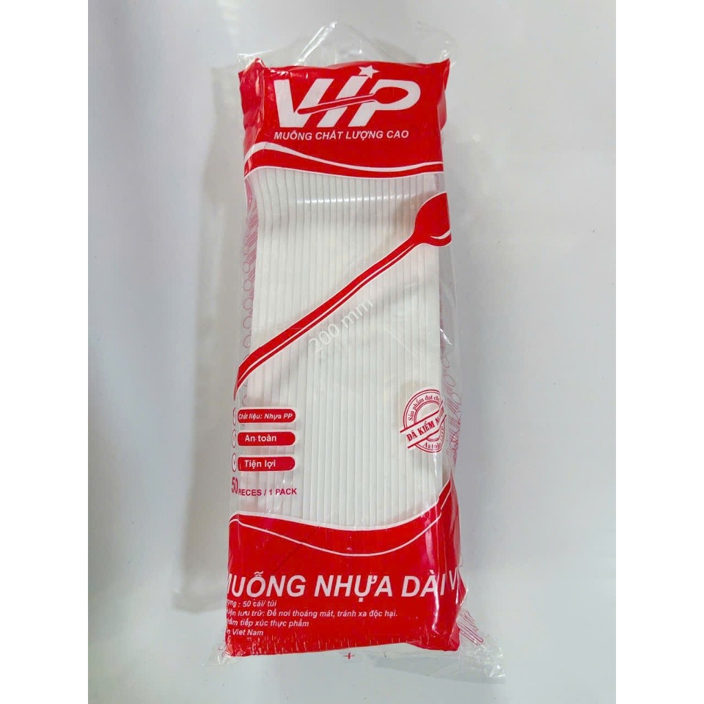 m1 Thìa cán dài 20cm. Thìa dùng một lần. Thìa chuyên dùng cho cốc 700ml-800ml-900ml-1000ml gói 50 ch