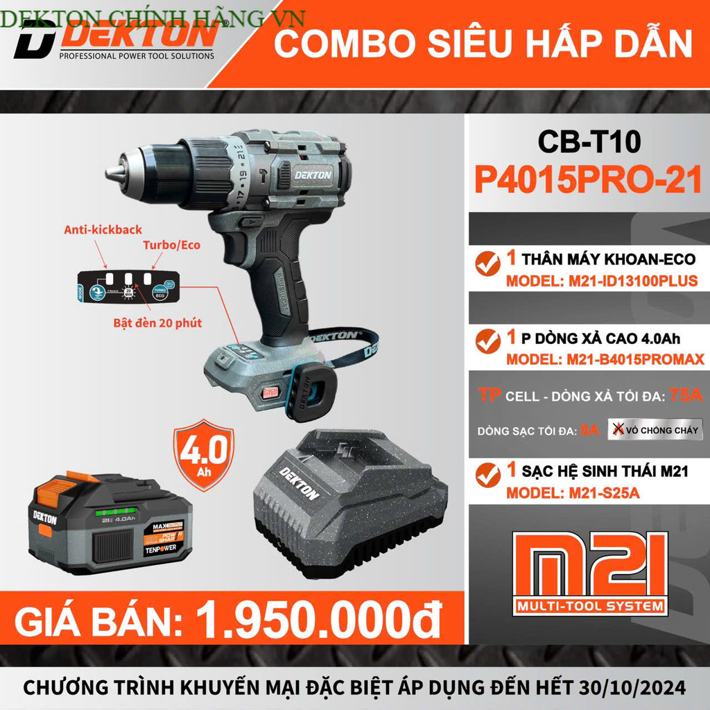 M21-ID13100PLUSXám/ Xung/ k xung/ Máy Khoan - Vít 3 Chức Năng DEKTON 100Nm 21V DEKTON C . HÃNG