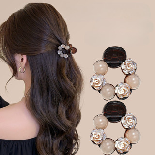 Haimeikang Kẹp Tóc Camellia Kim Cương Giả Cao Cấp Nữ Thanh Lịch Đuôi Ngựa Cố Định Kẹp Đa Năng Và Thời Trang Mũ