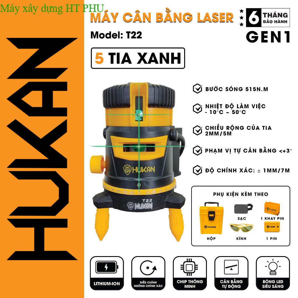[Chính hãng] Máy Cân Bằng Laze HUKAN HK-T22 - Máy cân mực Hukan chính hãng HPT PHU