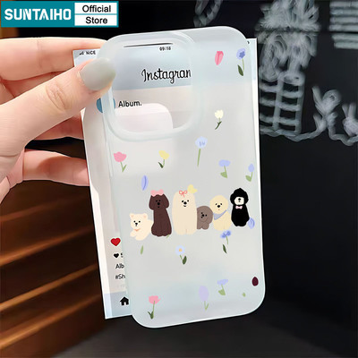 Suntaiho Ốp Lưng iPhone Dễ Thương Thú Cưng Hoa Trong Suốt Mờ Mềm Cao Cấp Chống Sốc Chống Bẩn Cho iPhone 11 12 13 14 15 16 Pro max IP 7 8 Plus Iphon X Xs XR Xs m