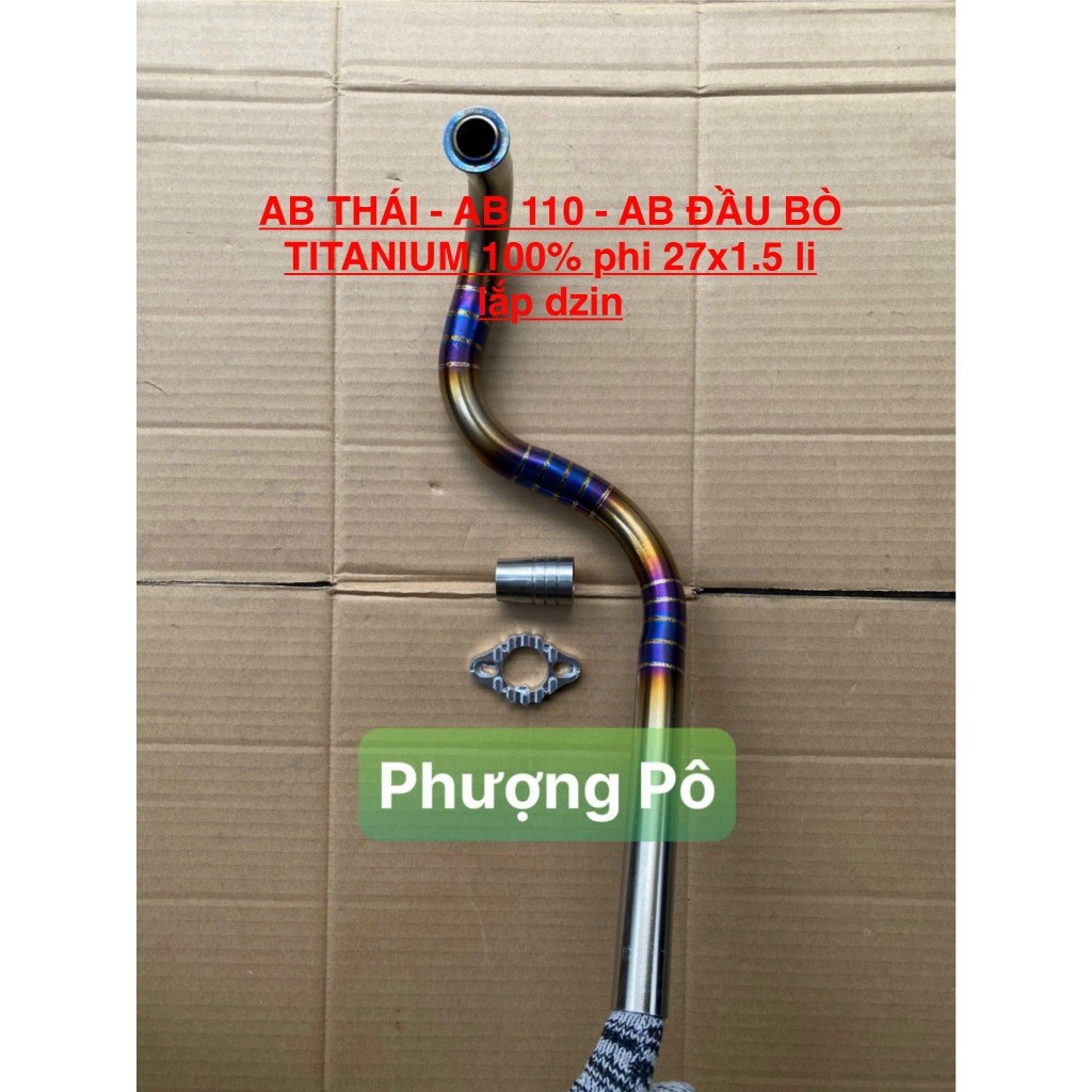 ⚡️FREESHIP⚡️ Cổ pô TITANIUM xịn phi 27x1.5 li gắn pô zin cho AB THÁI - AB 110 - AB ĐẦU BÒ