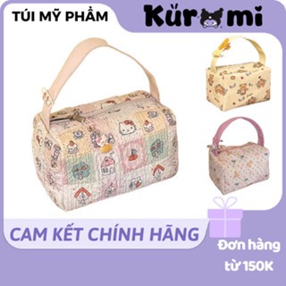 Túi Đựng Mỹ Phẩm cầm tay Hello Kitty Nữ Pouch Chần Bông Vintage Nơ Ins Make Up dễ thương ngọt ngào Dung tích lớn du lịch