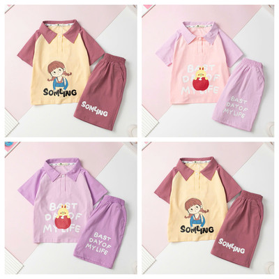 Bộ cotton trẻ em-bé gái G001 mùa hè LITIBABY bé gái từ 4 đến 12 tuổi