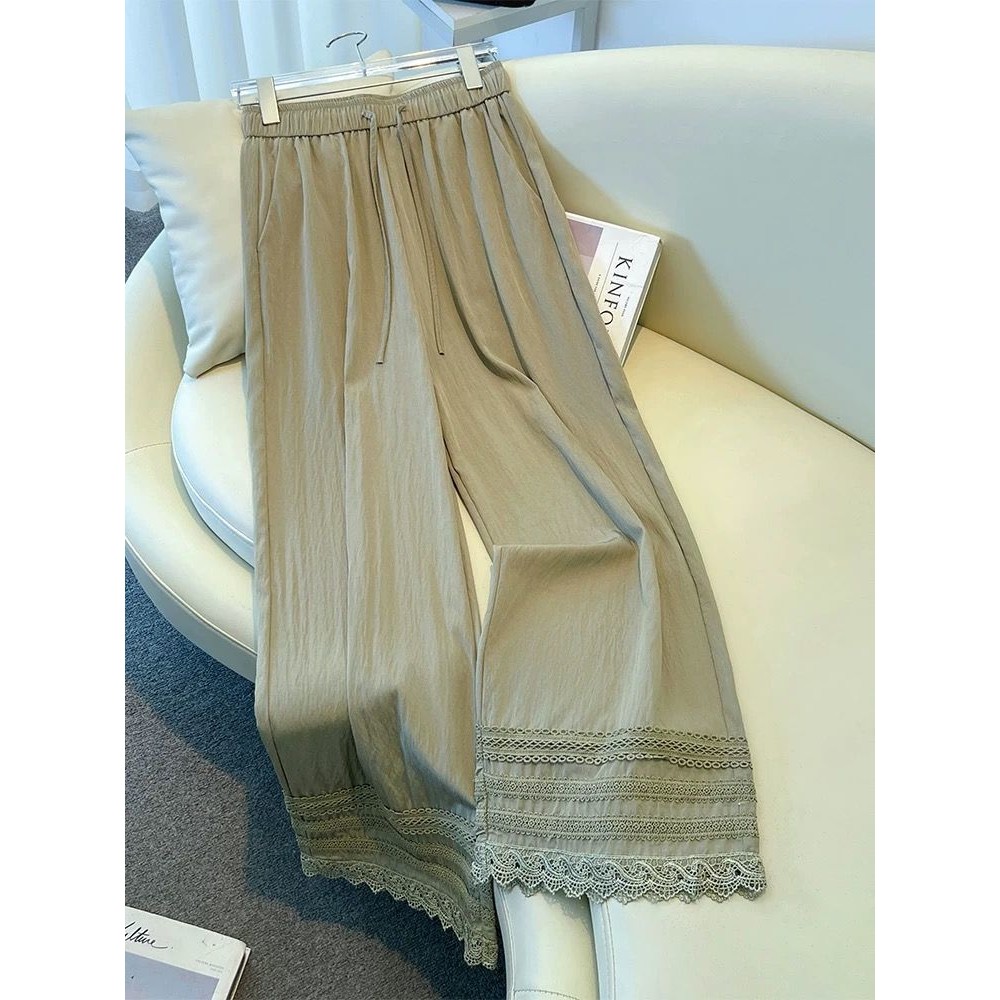 Quần Nữ Size Lớn Ren Rộng Mỏng Phong Cách Drape Cao Cấp Ôm Hơp Băng Lụa Jiufen Yamamoto