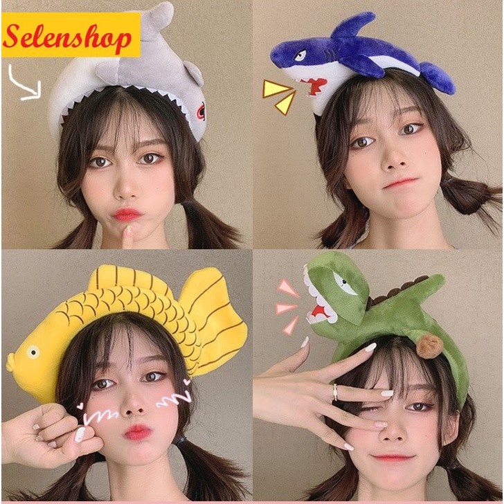 [HCM] Bờm cài tóc con cá vàng, con cá mập, shark, gấu dâu Cài tóc nhồi bông hottrend phong cách Hàn 