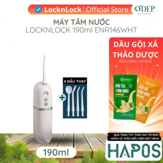Máy tăm nước LocknLock 190ml Chính hãng kèm túi, 3 loại đầu tăm chuẩn nha khoa ENR146WHT - HAPOS MALL OFFICIAL