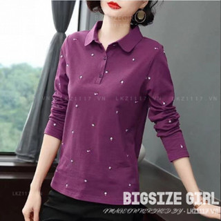 Áo kiểu trung niên nữ Bigsize Áo thun nữ trung niên cho mẹ polo form rộng tay ngắn cổ bẻ mùa hè Phong cách hàn quốc Thời Trang trẻ trung sang trọng đẹp cao cấp