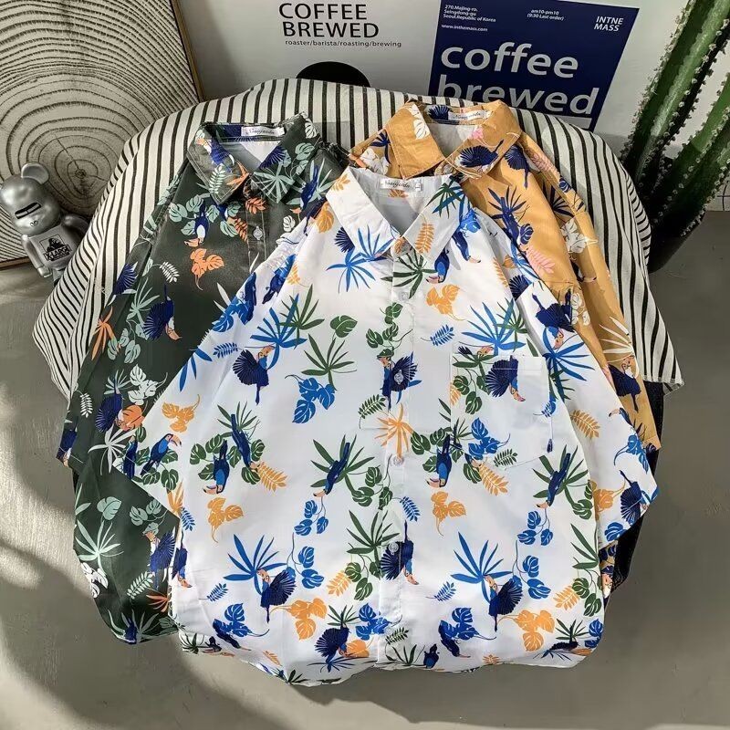 Áo sơ mi hoa nam nữ phong cách retro, phù hợp mùa hè và đi biển | B770