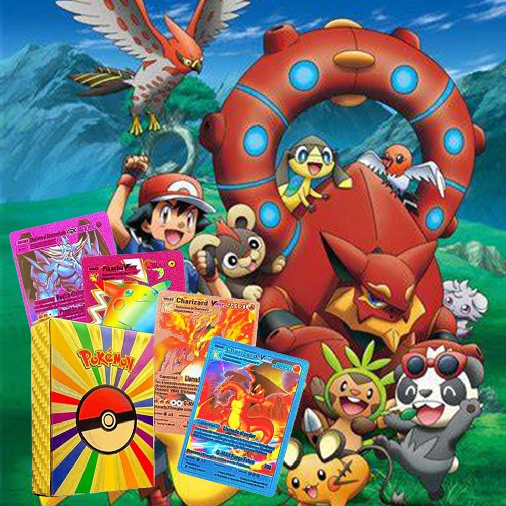Set of 55 Colorful Metal Pikachu Cards GX V Vmax pokemon Charizard
