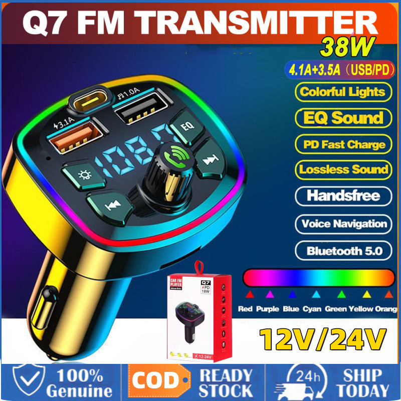 [COD] Tẩu Sạc Nhanh Ô Tô USB 4.2A PD 18W Hai Cổng, Máy Phát FM BL 5.0 Trên Ô Tô, Máy Nghe Nhạc MP3 Á