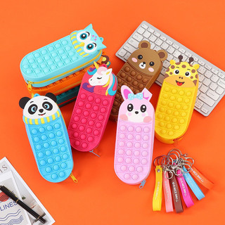 Hộp Bút POP IT tặng kèm 1 móc khoá nhiều mâug cho bé bóp hỗ trợ giảm stress, căng thẳng