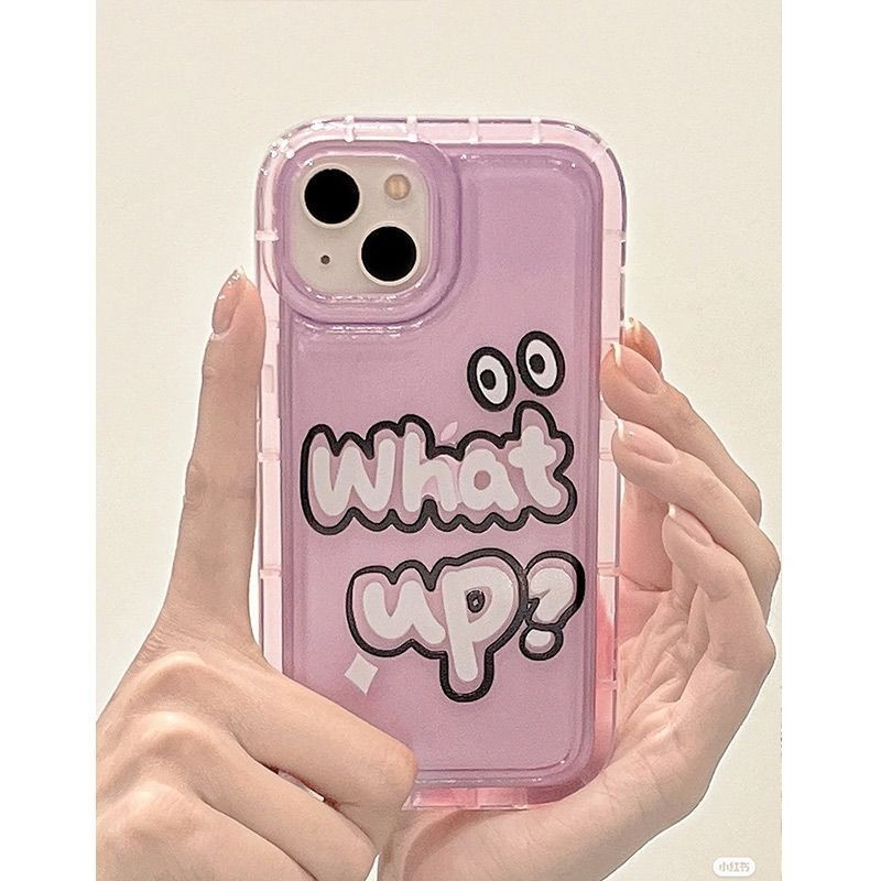 Ins Simple Fun Eyes Tiếng Anh iPhone14Promax Vỏ Điện Thoại xs / 14Pro Túi Khí 12 / 13 Chống Sốc