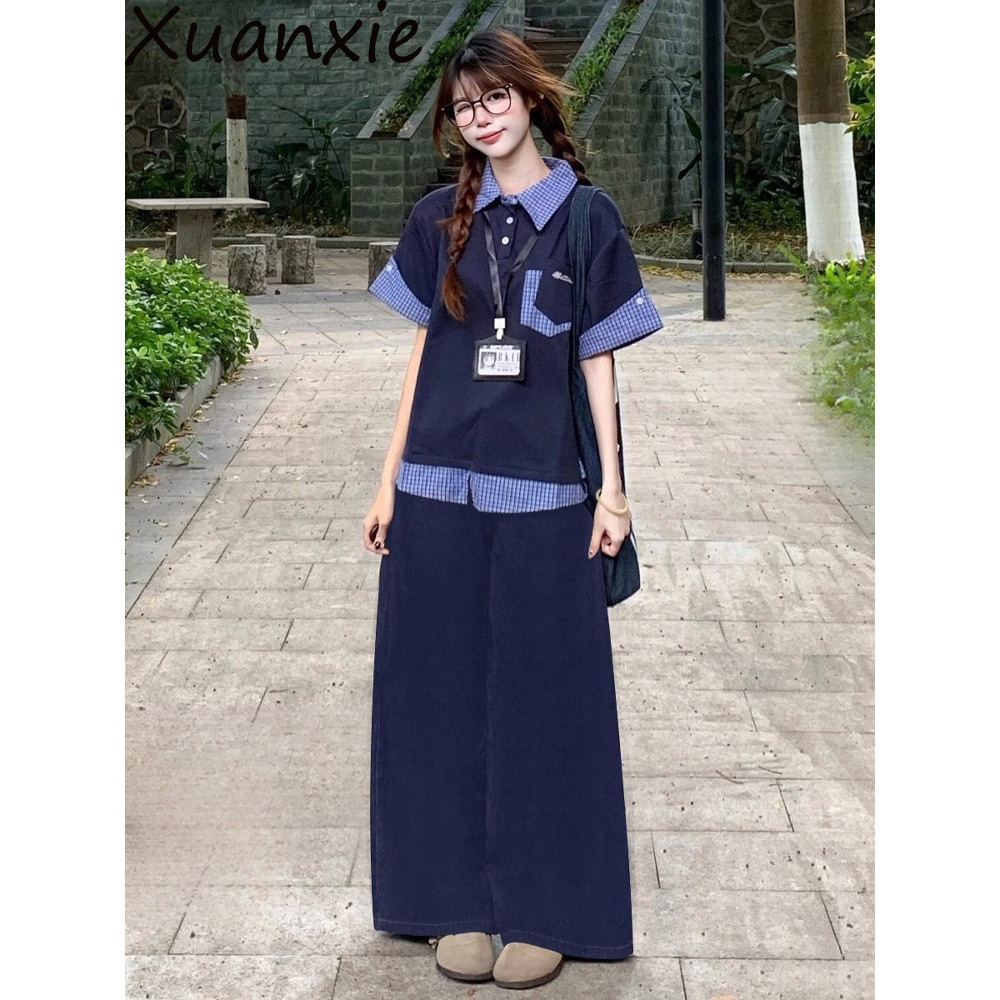 【Bess's house-bigsize】bộ quần áo nữ mùa hè，set đồ nữ đi chơi，Bộ Đồ Thể Thao Phong Cách Preppy Cho Nữ