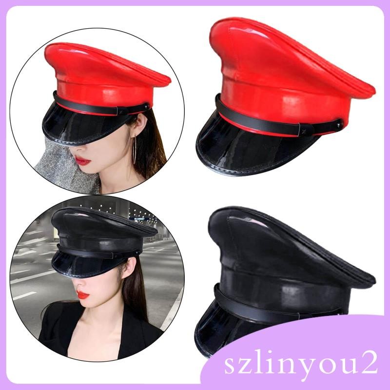 Mũ Sĩ Quan Da Nhân Tạo Mũ Đạt Đỉnh Mũ Trang Phục Đức Cho Halloween Hiệu Suất Nam Nữ